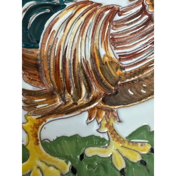 Vintage Square Rooster Dish Wall Hanging Made in Italy - Picture 8 of 10
